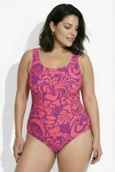 Damskie Strój kąpielowy kwiaty bez miękkich miseczek pas pod biustem. Czerwone kostiumy jednoczęściowe damskie Ulla Popken, plus size, bez wzorów, z elastanu, sportowe, plus size, do pływania. Za 159.99 zł.