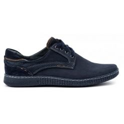 KOMODO Buty męskie Casual 848 granatowe niebieskie. Niebieskie półbuty na co dzień męskie na jesień, z jeansu, casualowe, bez zapięcia. Za 367.89 zł.