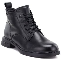 Skórzane botki damskie ocieplane czarne Vinceza 39953. Czarne botki damskie VINCEZA, ze skóry, eleganckie, bez obcasa, bez zapięcia. Za 209.99 zł.