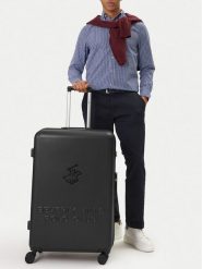 Beverly Hills Polo Club Walizka duża CEO-BHPC-L-003-08-BLACK Czarny. Czarne walizki męskie Beverly Hills Polo Club, bez wzorów, z tworzywa sztucznego, duże. Za 399.99 zł.