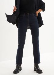 Dżinsy ze stretchem Straight, mid waist. Białe jeansy damskie bonprix. Za 102.99 zł.