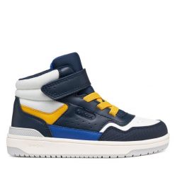 Sneakersy Geox. Niebieskie trampki i tenisówki chłopięce Geox, bez wzorów, bez zapięcia. Za 249.99 zł.