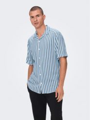 Only & Sons Koszula 22013267 Niebieski Regular Fit. Niebieskie koszule męskie Only & Sons, l, bez wzorów, z wiskozy, bez kołnierzyka, bez ramiączek. Za 119.99 zł.