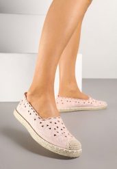 Różowe Espadryle Vices z Ażurową Cholewką i Plecionym Sznurkiem Arivoni. Czerwone espadryle damskie Renee, w ażurowe wzory, eleganckie, bez obcasa, bez zapięcia. Za 54.99 zł.