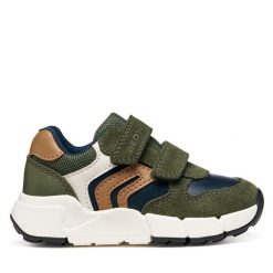 Sneakersy Geox. Zielone trampki i tenisówki chłopięce Geox, bez wzorów, bez zapięcia. Za 239.99 zł.