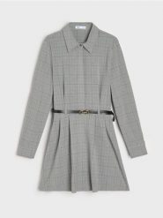 Elegancka sukienka koszulowa z paskiem - wielobarwny. Sukienki damskie Sinsay, l, bez wzorów, eleganckie, bez kołnierzyka, bez ramiączek, koszulowe. Za 69.99 zł.