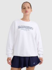 4F Bluza dresowa nierozpinana bez kaptura damska - biała M. Białe bluzy sportowe damskie 4f, m, bez wzorów, z dresówki, bez kaptura. Za 159.99 zł.