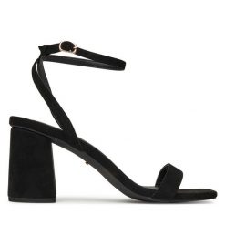 Sandały DeeZee. Czarne sandały damskie DeeZee, bez wzorów, bez obcasa, na słupku, bez zapięcia. Za 129.99 zł.