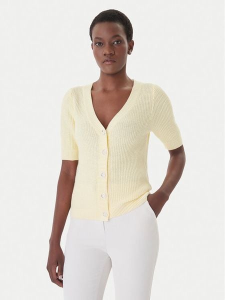 Morgan Kardigan 261-MYRTILE Żółty Slim Fit. Żółte kardigany damskie Morgan, m, bez wzorów, z bawełny. Za 166.99 zł.