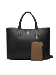 Tommy Hilfiger Torebka Th Icon Mini Tote AW0AW18233 Czarny. Czarne torebki do ręki damskie Tommy Hilfiger, bez wzorów, ze skóry, bez dodatków. Za 649.99 zł.