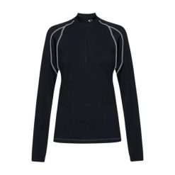 Koszulka damska Oakley RIBBED QTR ZIP FOA500576-02E. Czarne koszulki sportowe damskie Oakley, s, bez wzorów, z materiału, bez kołnierzyka, bez ramiączek, na fitness i siłownię. Za 216.71 zł.