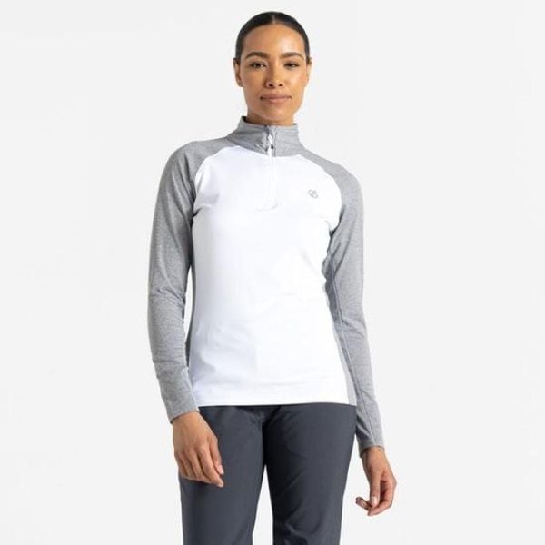 Bluza narciarska damska Involved II z suwakiem. Białe bluzy damskie Dare 2b, bez wzorów, z polaru, bez kaptura. Za 148.90 zł.