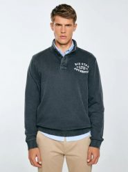 Bluza męska ze stójką czarna Julian 906. Czarne bluzy męskie Big Star, l, z aplikacjami, z dzianiny, bez kaptura. W wyprzedaży za 199.99 zł.