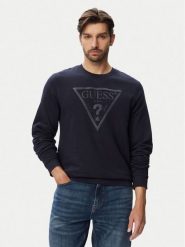 Guess Bluza M6YQ37 K4103 Granatowy Slim Fit. Niebieskie bluzy męskie Guess, m, z aplikacjami, z bawełny, bez kaptura. Za 344.99 zł.