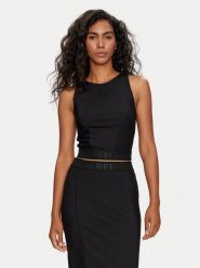 Guess Bluzka Emi W4YP18 KC2E2 Czarny Regular Fit. Czarne bluzki damskie Guess, xxl, z aplikacjami, z syntetyku, bez kołnierzyka, bez ramiączek. Za 179.99 zł.