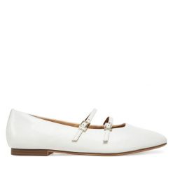 Baleriny Tamaris. Białe baleriny damskie Tamaris, bez wzorów, bez obcasa. Za 189.99 zł.