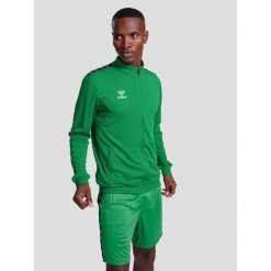 Bluza dresowa z poliestru zapinana na zamek błyskawiczny Hummel Authentic. Zielone buty sportowe męskie Hummel, z dresówki, bez zapięcia, na fitness i siłownię. Za 212.50 zł.