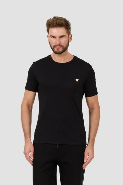 GUESS Czarny męski t-shirt Core Tee, Rozmiar M. Czarne t-shirty męskie Guess, l, z aplikacjami, bez kołnierzyka. W wyprzedaży za 89.99 zł.