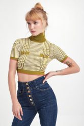 Top damski dzianinowy ELISABETTA FRANCHI. Swetry damskie Elisabetta Franchi, bez wzorów, z dzianiny, bez kołnierzyka, bez ramiączek, bez kaptura. W wyprzedaży za 953.40 zł.