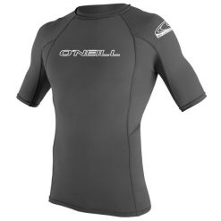 Koszulka do pływania męska O'Neill Basic Skins Rash Guard. Szare koszulki sportowe męskie O'Neill, m, bez wzorów, bez kołnierzyka, bez ramiączek, do pływania. Za 177.00 zł.