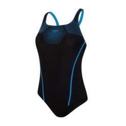 Damski jednoczęściowy kostium kąpielowy Speedo Tech Placem Medalist. Czarne kostiumy jednoczęściowe damskie Speedo, bez wzorów, z materiału, sportowe, do pływania. Za 168.00 zł.