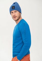 Longsleeve męski gładki L-GEX. Niebieskie koszulki sportowe męskie Volcano, na jesień, l, bez wzorów, z bawełny, bez kołnierzyka, bez ramiączek. Za 79.99 zł.