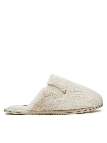 Calvin Klein Jeans Kapcie Hotel Slipper Fur After Glow YW0YW01593 Écru. Kapcie damskie Calvin Klein Jeans, bez wzorów, z jeansu. Za 129.99 zł.