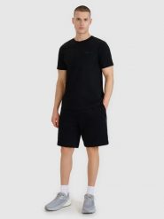 4F Spodenki dresowe męskie - czarne M. Czarne krótkie spodenki sportowe męskie 4f, l, bez wzorów, z bawełny. Za 99.99 zł.