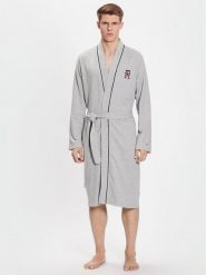 Tommy Hilfiger Szlafrok UM0UM02840 Szary Regular Fit. Szare szlafroki męskie Tommy Hilfiger, m, bez wzorów, z bawełny, bez ramiączek, bez kaptura. Za 369.99 zł.