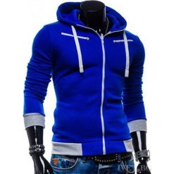Bluza męska DAVID BLUE. Niebieskie bluzy męskie Bluza męska DAVID BLUE, l, bez wzorów, bez kaptura. W wyprzedaży za 39.00 zł.