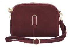 Mała torebka zamszowa wieczorowa - Bordowa. Czerwone torby na ramię damskie Barberinis, z aplikacjami, ze skóry, eleganckie, małe, zamszowe, bez dodatków. Za 177.99 zł.