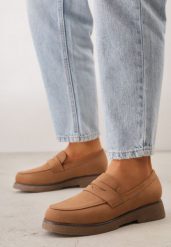 Brązowe Mokasyny VICES z Imitacji Zamszu w Klasycznym Stylu Malaeno. Brązowe mokasyny damskie Renee, z jeansu, casualowe. Za 119.99 zł.
