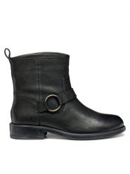 Geox Botki D Catria D56LQB 00081 C9999 Czarny. Czarne botki damskie Geox, ze skóry, bez obcasa, na płaskiej podeszwie, bez zapięcia. Za 479.99 zł.
