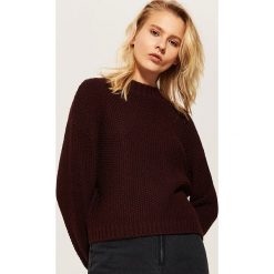 Sweter o ryżowym splocie - Bordowy. Czerwone swetry damskie House, ze splotem. Za 89.99 zł.