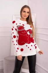Sweter świąteczny z bałwankami ecru. Swetry damskie KESI, l, bez wzorów, z wełny, wizytowe, bez kołnierzyka, plus size, bez ramiączek, długie, bez kaptura. Za 125.45 zł.