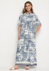 Niebieska Sukienka Typu Oversize z Wiskozą w Abstrakcyjny Wzór Lunalessa. Niebieskie sukienki damskie Born2be, na co dzień, bez wzorów, z wiskozy, eleganckie, bez kołnierzyka, bez ramiączek, maxi, oversize. Za 79.99 zł.
