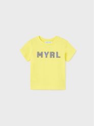 Mayoral T-Shirt 106 Żółty Regular Fit. Żółte t-shirty dla chłopców Mayoral, bez wzorów, z bawełny, bez ramiączek. Za 49.99 zł.