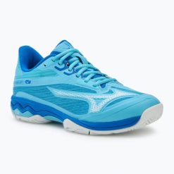 Buty do tenisa damskie Mizuno Wave Exceed Light 2 AC. Niebieskie obuwie sportowe damskie Mizuno, bez wzorów, tenisowe, mizuno wave. Za 369.99 zł.