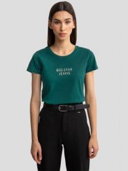 Koszulka damska z napisem zielona Galansa 304. Zielone t-shirty damskie Big Star, l, bez wzorów, z bawełny, eleganckie, bez kołnierzyka. W wyprzedaży za 69.99 zł.