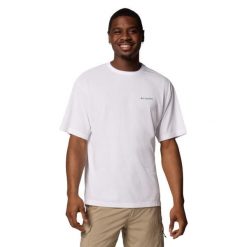 T-shirt sportowy z krótkim rękawem męski Cedar Trail Back Graphic Tee. Białe t-shirty męskie Columbia, m, bez wzorów, z elastanu, sportowe, bez kołnierzyka. Za 119.99 zł.