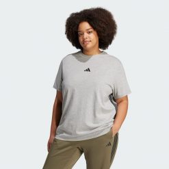 Koszulka Essentials 3-Stripes Cotton (Plus Size). Czarne obuwie sportowe damskie Adidas, bez wzorów, z bawełny, na fitness i siłownię. Za 119.00 zł.