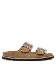 Pollini Klapki SA28373G0MTF0209 Khaki. Brązowe klapki damskie Pollini, bez wzorów, ze skóry, bez obcasa. Za 609.99 zł.
