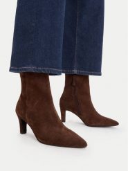 GINO ROSSI Botki EO-WI44-TIP-03 Brązowy. Brązowe botki damskie Gino Rossi, bez obcasa, na słupku, bez zapięcia. Za 429.99 zł.