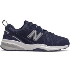 Buty męskie New Balance MX608UN5 – granatowe. Niebieskie buty sportowe męskie New Balance, z materiału, bez zapięcia. Za 349.99 zł.