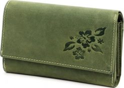 Portfel damski skórzany BLOMST GM011 Zielony. Zielone portfele damskie KEMER, bez wzorów. Za 145.24 zł.