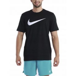 Koszulka sportowa Męska Nike Sportswear Swoosh. Czarne koszulki sportowe męskie Nike, m, bez wzorów, bez kołnierzyka, bez ramiączek. Za 129.00 zł.