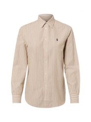 Polo Ralph Lauren Damska bluzka koszulowa z lnem Kobiety Bawełna brązowy w paski, XS. Brązowe bluzki damskie Polo Ralph Lauren, xs, bez wzorów, z bawełny, eleganckie, bez kołnierzyka, bez ramiączek. Za 859.95 zł.