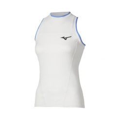 Koszulka tenisowa damska Mizuno Stargazer Tank Top. Białe koszulki sportowe damskie Mizuno, l, bez wzorów, z materiału, bez kołnierzyka, bez ramiączek, na fitness i siłownię. Za 169.99 zł.