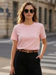 Bawełniana koszulka z haftem - różowy. Czerwone t-shirty damskie Sinsay, l, bez wzorów, z bawełny, bez kołnierzyka. Za 19.99 zł.