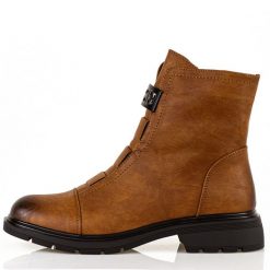 Camelowe botki damskie M.Daszyński 2501-9. Brązowe botki damskie M.Daszyński, na zimę, z jeansu, eleganckie, z okrągłym noskiem, bez obcasa, na obcasie, bez zapięcia. Za 199.00 zł.